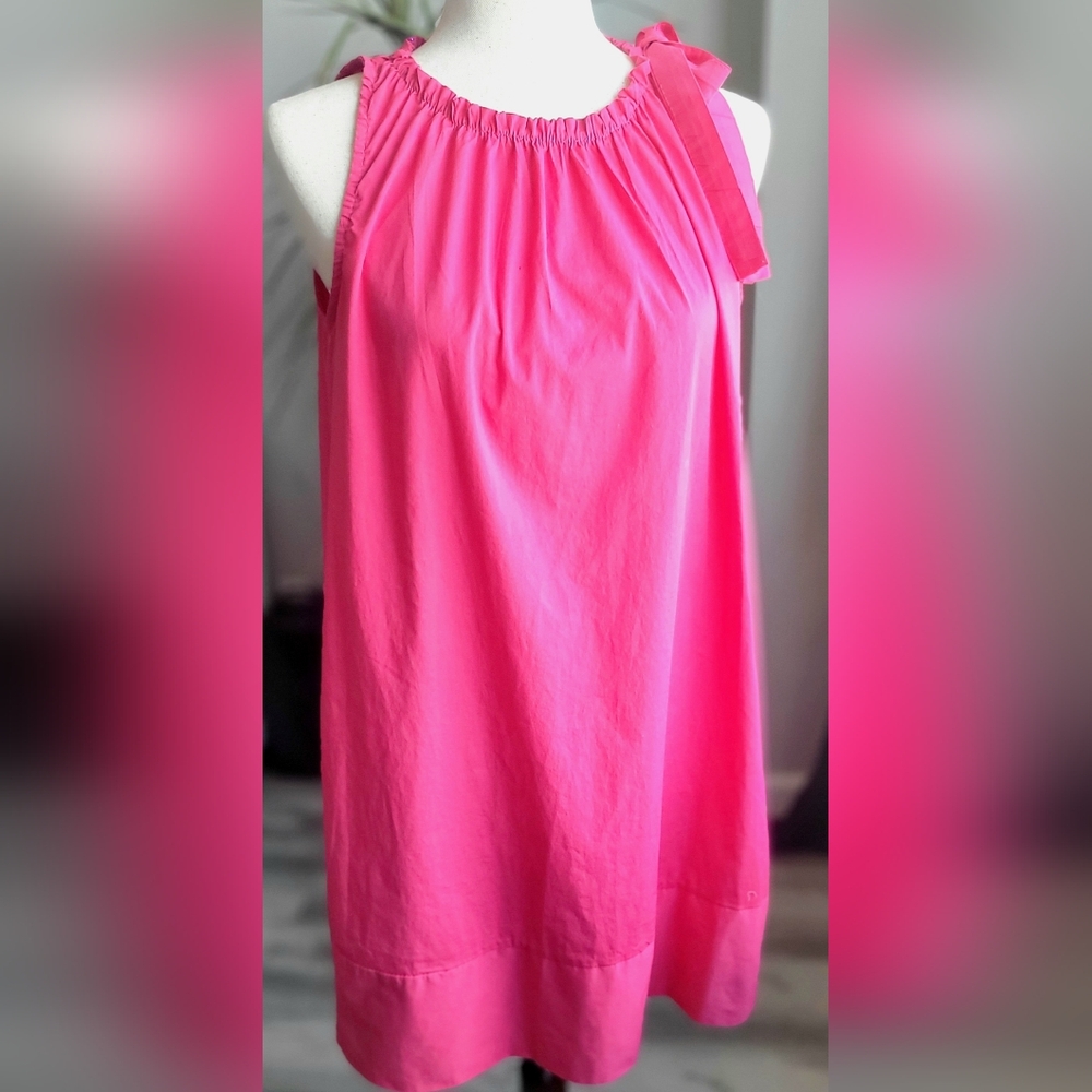 Pink Sleeveless Bow Shoulder Dress Vacation Mini Dress M